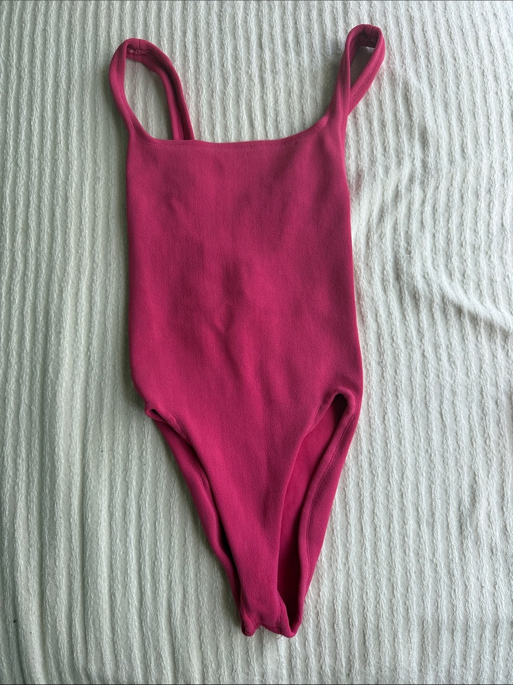Hunza G Raspberry Pink Textured One-Piece Swimsuit